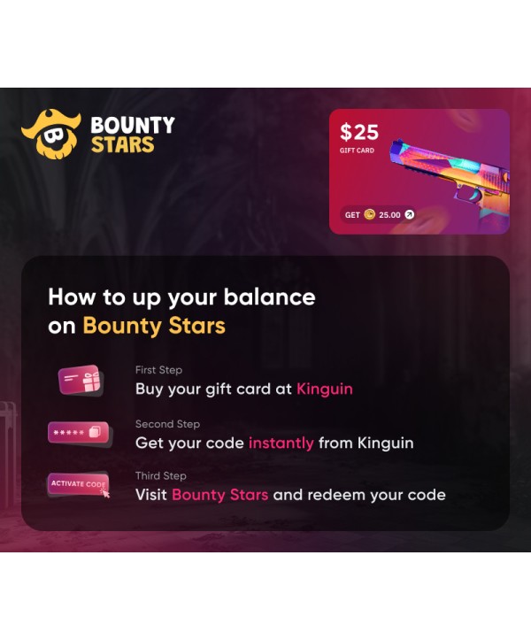 Bountystars.com $25 Wallet Card Code Key GLOBAL